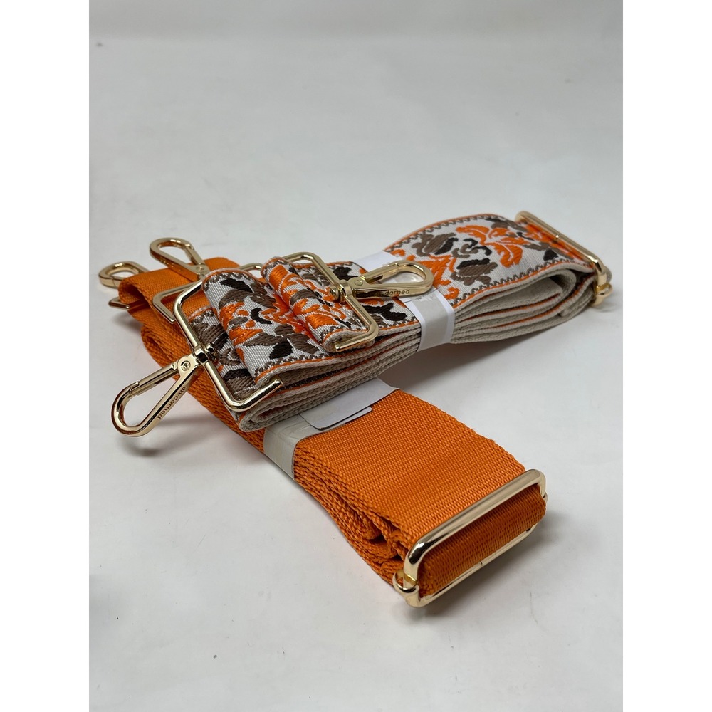 Ahdorned Orange Vegan Leather Messenger Crossbody Bag with 2 Guitar‎ Straps NEW - Picture 11 of 11